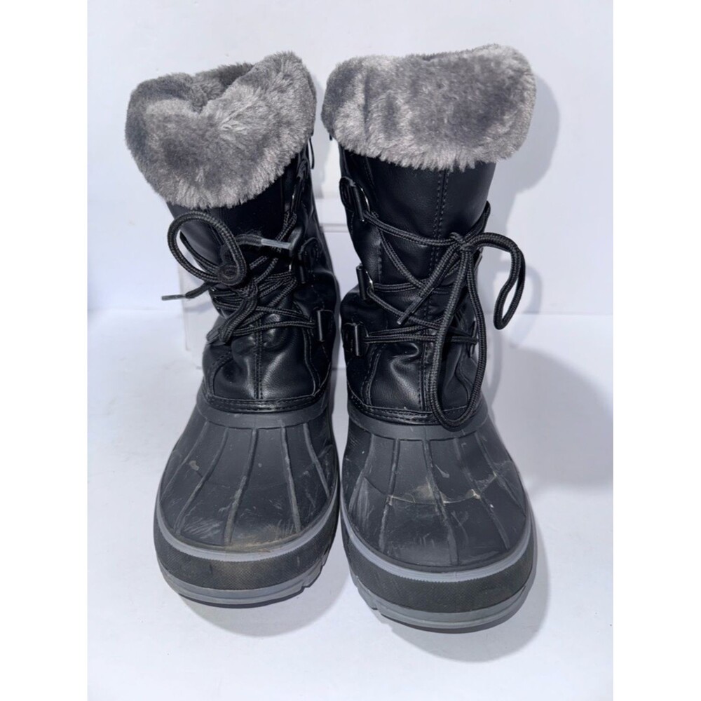 DREAM PAIRS Size 6 Unisex Faux Fur-Lined Black Winter Snow Boots